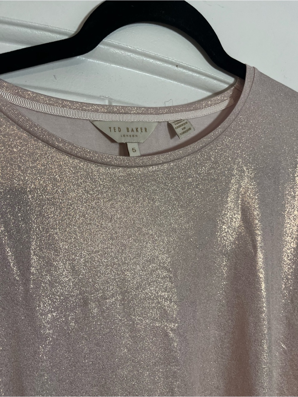 Ted Baker Rose Gold Shimmer Crewneck Top